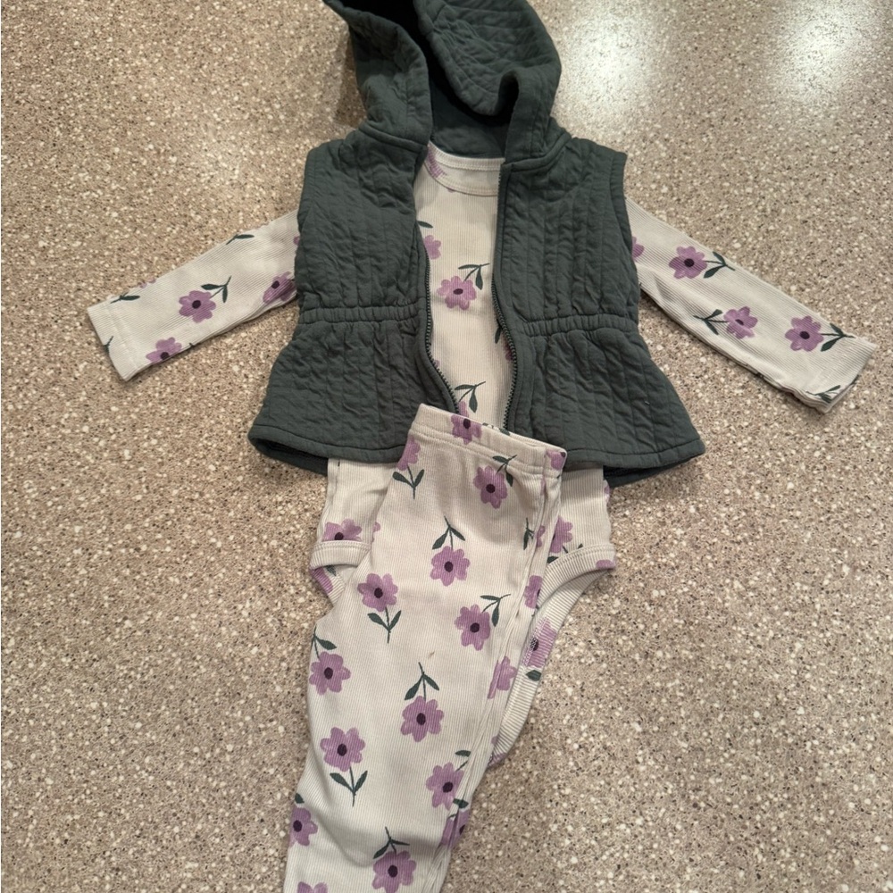 Carter's Cream and Purple Floral Baby outfit